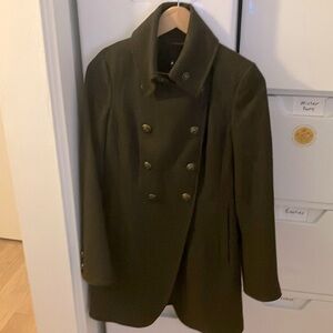 Worthington Loden Olive Green Military Style Wool Blend Coat Sz S